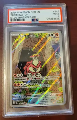 PSA 9 MINT POKEMON Stellar Crown SCR EN Turtonator #146/142 Illustration Rare - Image 1