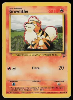 Growlithe 42/130 Uncommon Base Set 2 Pokemon Moderately Played - Image 1