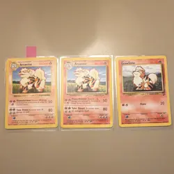 Wizards Pokemon TCG Arcanine 23/102 (1 shadowless), Growlithe 42/102 EN lot DMG - Image 1