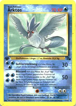 Articuno 17/62 Rare Fossil Pokemon 1st Edition German Damaged - Image 1