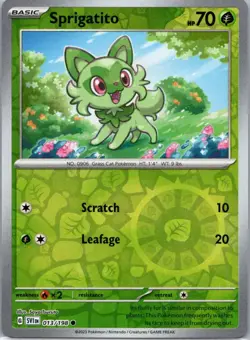 Pokemon TCG Sprigatito 013/198 Scarlet Violet Rev Holo NM - Image 1