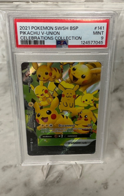 2021 POKEMON SWSH BSP CELEBRATIONS COLLECTION PIKACHU V-UNION #141 PSA 9 - Image 1