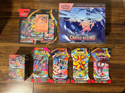 Pokemon TCG Chaos Rising ETB Booster Bundle 3 Pack Blister 4 Packs New Sealed - Image 1
