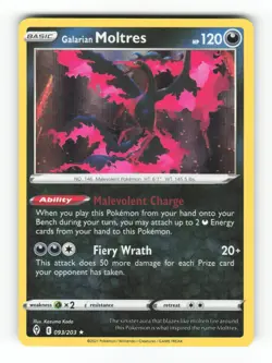 Galarian Moltres 093/203 Holo Rare Evolving Skies Pokemon Holo Near Mint - Image 1