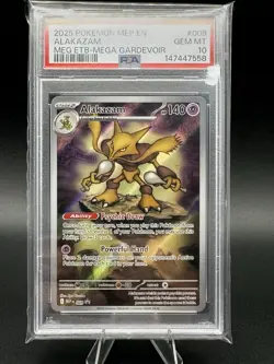 2025 POKEMON ME: MEGA EVOLUTION PROMO EN ALAKAZAM HOLO #009 PSA 10 - Image 1