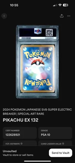 2024 POKEMON JPN SV8-SUPER ELECTRIC BREAKER SPECIAL ART RARE PIKACHU EX PSA 10 - Image 2