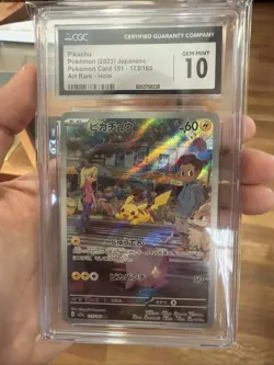 CGC 10 Pikachu 173/165 Art Rare Holo sv2a 151 Japanese Pokemon Card - Image 1