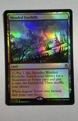 Magic the Gathering MTG Wooded Foothills Khans of Tarkir Foil - Image 1