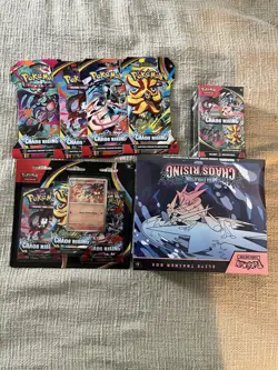 Pokemon TCG Chaos Rising ETB Booster Bundle 3 Pack Blister Sleeved Sealed Lot - Image 1