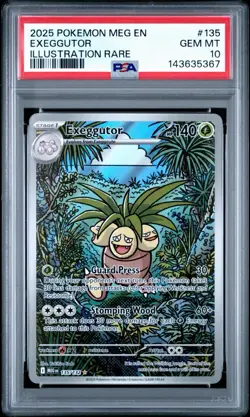 2025 Pokemon Mega Evolution # 135 Exeggutor Illustration Rare PSA 10 - Image 1