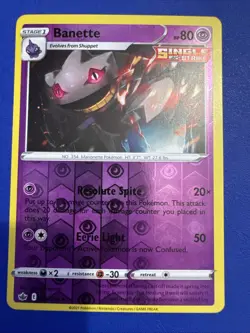 2021 Pokemon, Chilling Reign, #63/198 Banette, Reverse Holo Rare - Image 1