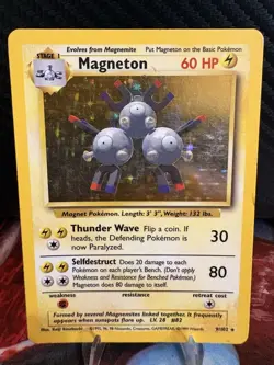 1999 Pokemon Base Set Magneton 9/102 Holo Rare WOTC Vintage MP - Image 1