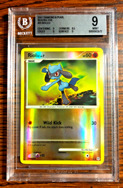 Riolu Reverse Holo Uncommon #61|BGS MINT 9|2007 Diamond & Pearl Base Set|Pokemon - Image 1