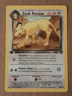 Pokemon Dark Persian 42/82 Team Rocket 1st Edition LP See Pictures - Image 1