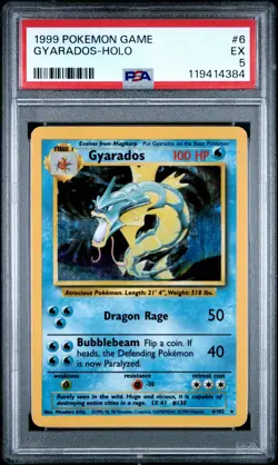 1999 POKEMON BASE SET UNLIMITED #6 GYARADOS-HOLO PSA 5 - Image 1