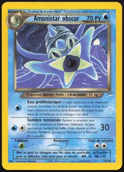 Carte Pokemon Amonistar obscur 19/105 Neo Destiny Francais - Image 1