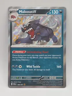 Pokemon TCG Mabosstiff Scarlet & Violet Paldean Fates Holo 188/091 Baby Shiny - Image 1