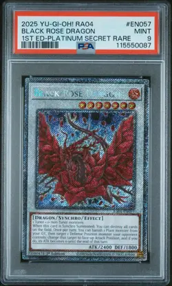 Yu-gi-oh! Stampede Black Rose Dragon RA04-EN057 Platinum Secret PSA 9 - Image 1