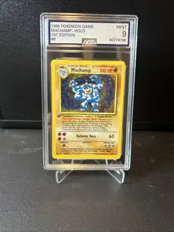 1999 WOTC Pokemon Base Set 1st Edition Machamp Holo #8 AGS 9 - Image 1