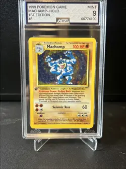 1999 WOTC Pokemon Base Set 1st Edition Machamp Holo #8 AGS 9 - Image 2
