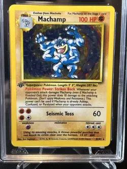 1999 WOTC Pokemon Base Set 1st Edition Machamp Holo #8 AGS 9 - Image 3
