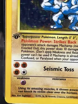 1999 WOTC Pokemon Base Set 1st Edition Machamp Holo #8 AGS 9 - Image 4