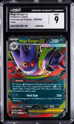 2025 POKEMON PHANTASMAL FLAMES - HOLO #056/094 MEGA GENGAR EX CGC 9 - Image 1