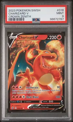 2023 POKEMON SWORD & SHIELD CROWN ZENITH #018 CHARIZARD V PSA 9 - Image 1