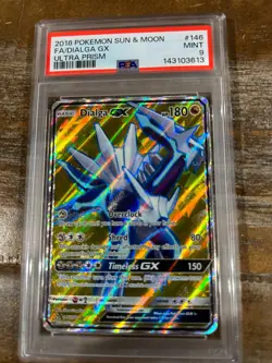 POKEMON 2018 Sun Moon Ultra Prism Full Art DIALGA GX #146 PSA 9 Mint RARE - Image 1