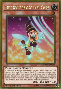 Yugioh! Berry Magician Girl MVP1-ENG14 Gold Rare 1st Ed Moderately Played - Image 1