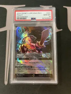 2024 Disney Lorcana Piglet Sturdy Swordsman Enchanted Holo PSA 10 #221 - Image 1