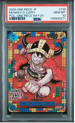 2025 ONE PIECE JPN PREM CARD COLL ONE PIECE DAY 25 #110 MONKEY D. LUFFY PSA 10 - Image 1
