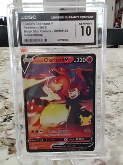 CGC GEM MINT 10 Lance’s Charizard V 2021 Pokemon Celebrations Ultra Premium Holo - Image 1