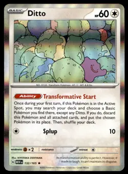 Ditto 132/165 Rare 151 Pokemon Holo Lightly Played - Image 1
