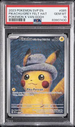 2023 POKEMON SVP EN-SV BLACK STAR PROMO #085 PIKACHU WITH GREY FELT HAT PSA 10 - Image 1