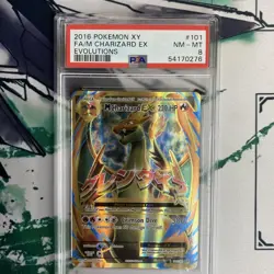 2016 POKEMON XY EVOLUTIONS #101 FULL ART/M CHARIZARD EX PSA 8 - Image 1