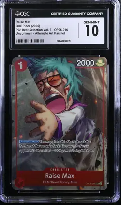Raise Max OP06-016 CGC 10 PC: Best Selection Vol. 3 One Piece Card - Image 1