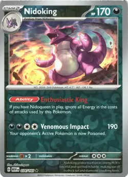 NIDOKING 034/165 RARE 151 POKEMON REVERSE HOLO NEAR MINT - Image 2