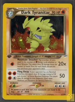 Dark Tyranitar 11/105 Holo Rare Neo Destiny Pokemon Moderately Played - Image 1