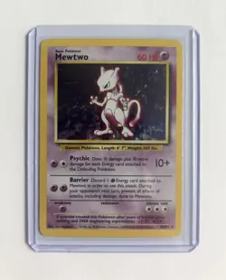 Pokemon TCG Mewtwo Base Set 10/102 Holo 99 Wizards Base Set Copyright Holo Rare - Image 1