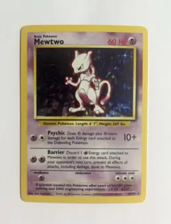 Pokemon TCG Mewtwo Base Set 10/102 Holo 99 Wizards Base Set Copyright Holo Rare - Image 2
