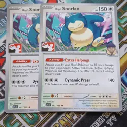 Pokemon Hop's Snorlax x2 117/159 Stamped Prize Pack NM - Image 1