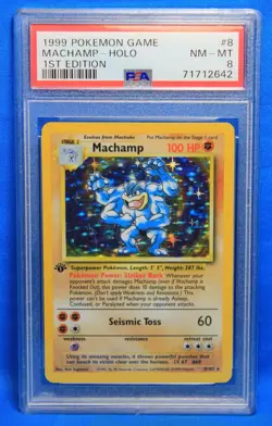 1999 POKEMON GAME # 8 Machamp - HOLO PSA 8 NM-MT # 71712642 FIRST EDITION - Image 1
