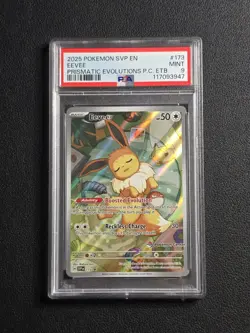 PSA 9 POKEMON 2025 EEVEE PRISMATIC EVOLUTIONS POKEMON CENTER PROMO #173 - Image 1