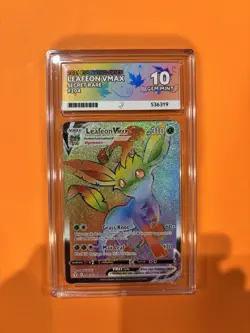 Pokemon TCG Leafeon VMAX #204 Evolving Skies Ace Grade Gem Mint 10 Low Pop 43 - Image 1