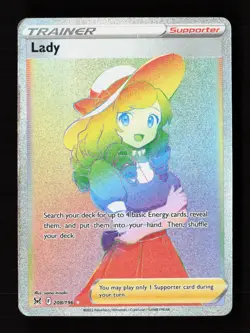Lady 208/196 Rainbow Rare Lost Origin Pokemon Moderately Played - Image 1
