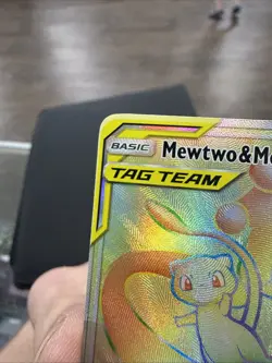 Pokemon TCG Unified Minds Mewtwo Mew GX 242/236 Rainbow Secret Rare LP - Image 2