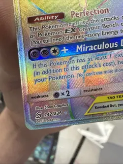 Pokemon TCG Unified Minds Mewtwo Mew GX 242/236 Rainbow Secret Rare LP - Image 5
