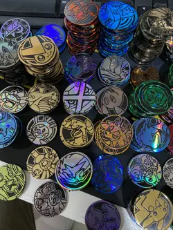 Pokemon TCG Official Lot of 100 Coins DUPLICATES Jumbo Regular - Image 4
