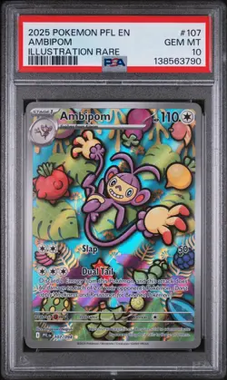 2025 Pokemon Phantasmal Flames Ambipom Illustration Rare #107/094 PSA 10 - Image 1